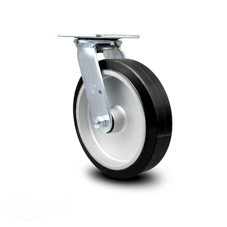Service Caster 8 Inch Rubber on Aluminum Wheel Swivel Caster with Roller Bearing SCC-30CS820-RAR